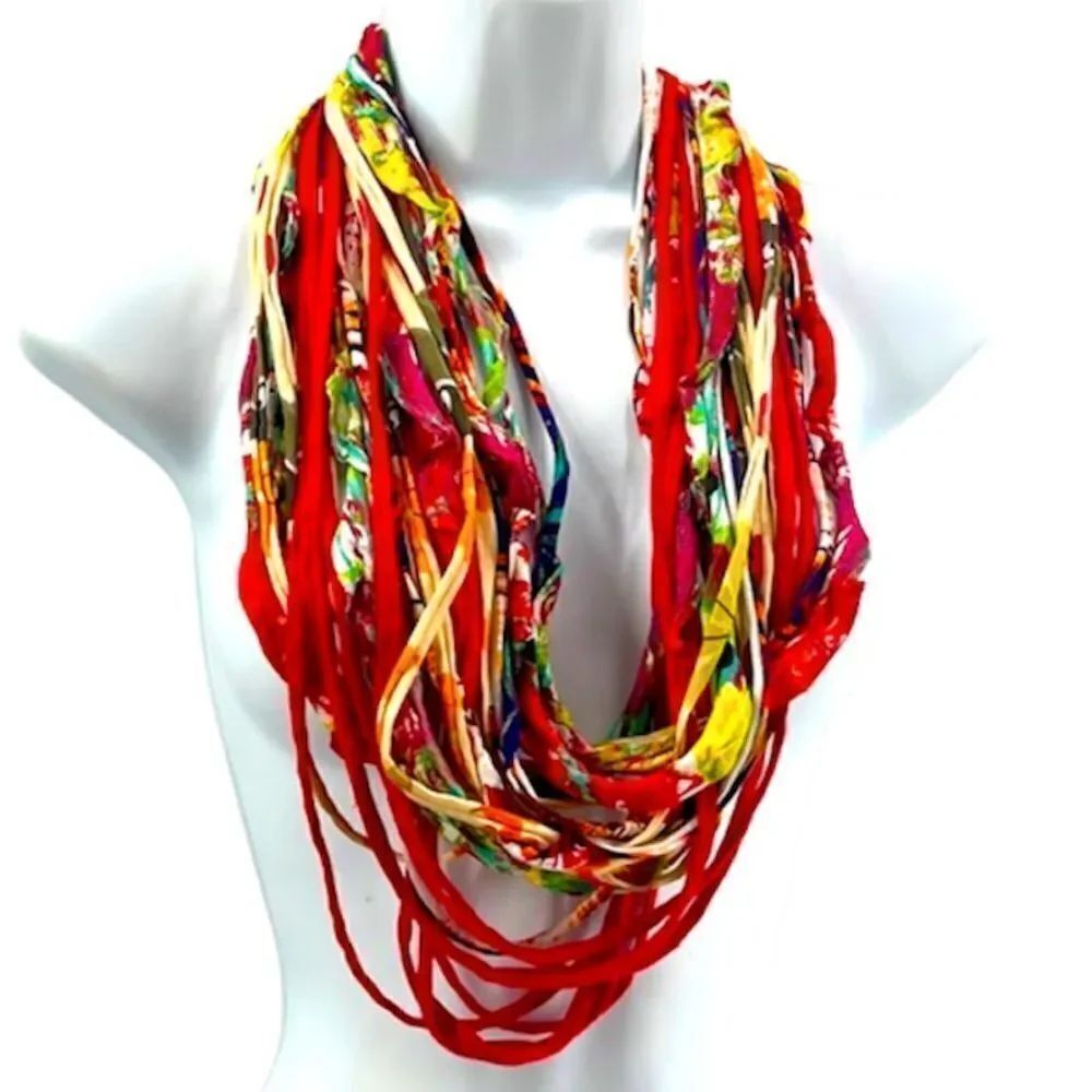 Dona Bela Shreds Shred Lite upcycled fabric necklace scarf boho jewelry NEW NWOT